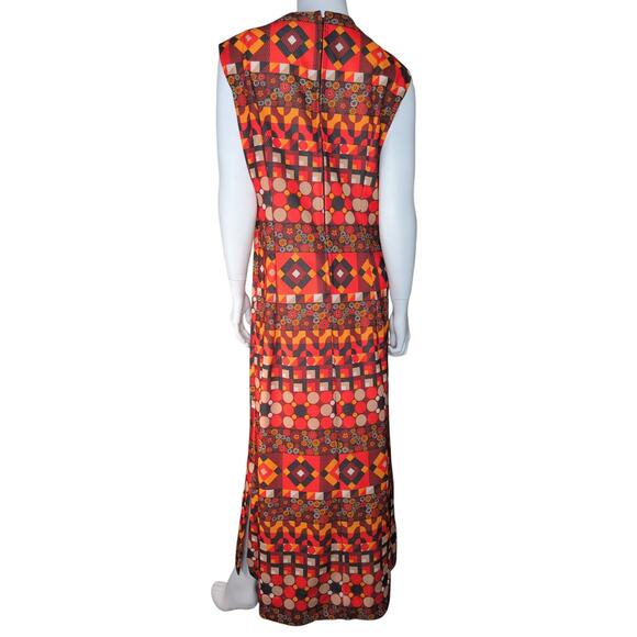 Vintage 70s Handmade Maxi Dress Medium Mod Boho Hippie Psychedelic Festival - Picture 2 of 3